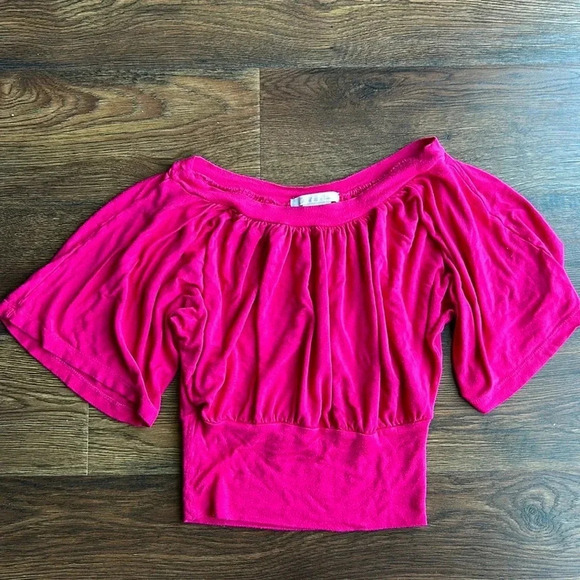 Charlotte Russe Hot Pink Blouse | Hot Pink Shirt | Stretchy Shirt | Pink - Picture 2 of 8